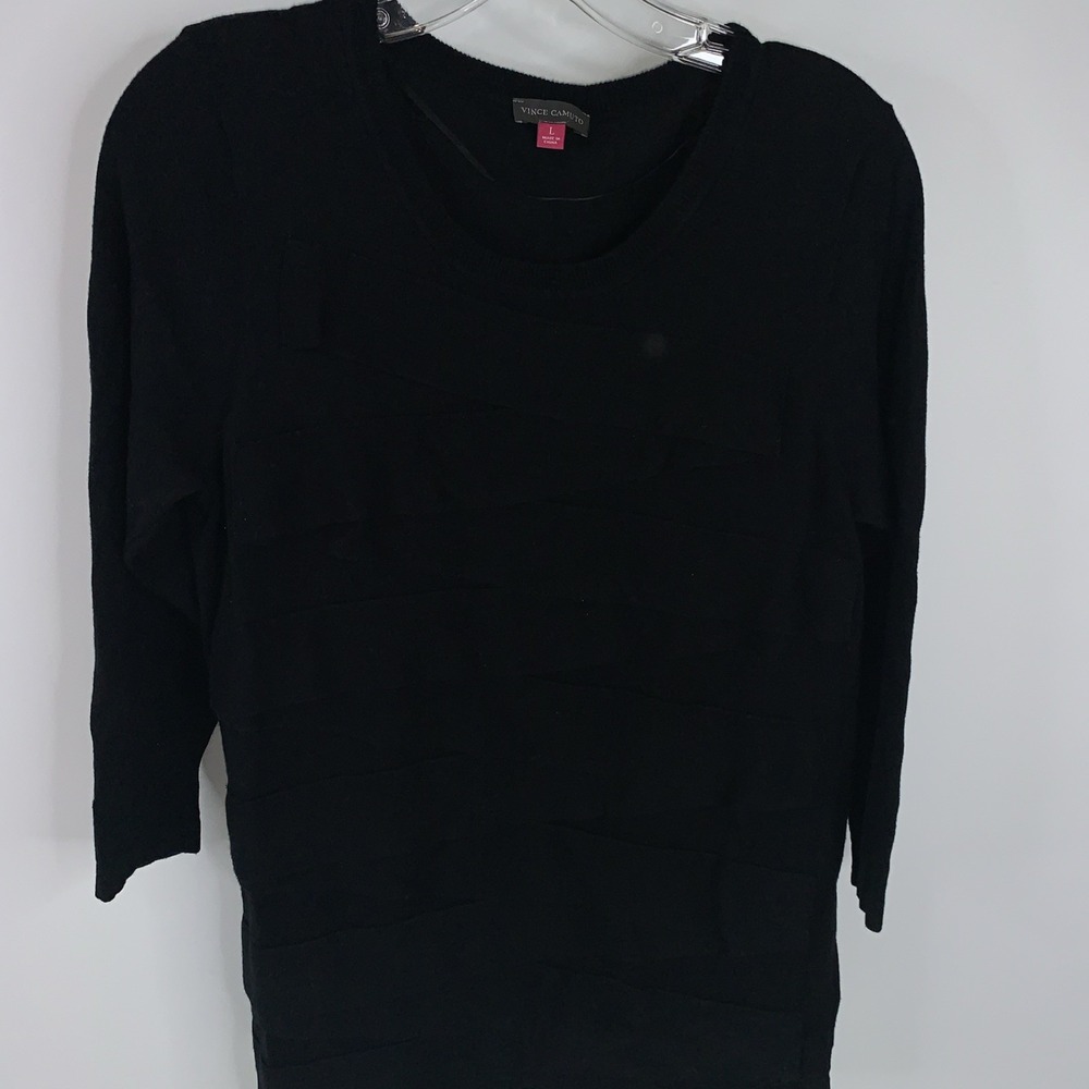 Vince Camuto Women's Size L BlackCrew Neck Dress Top‎